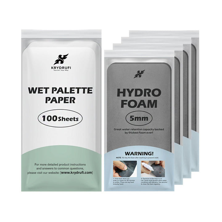 100 Sheets of Wet Palette Paper and 4PCS 5mm Hydro Foam Wet Palette Sponges - KRYDRUFI - Europe