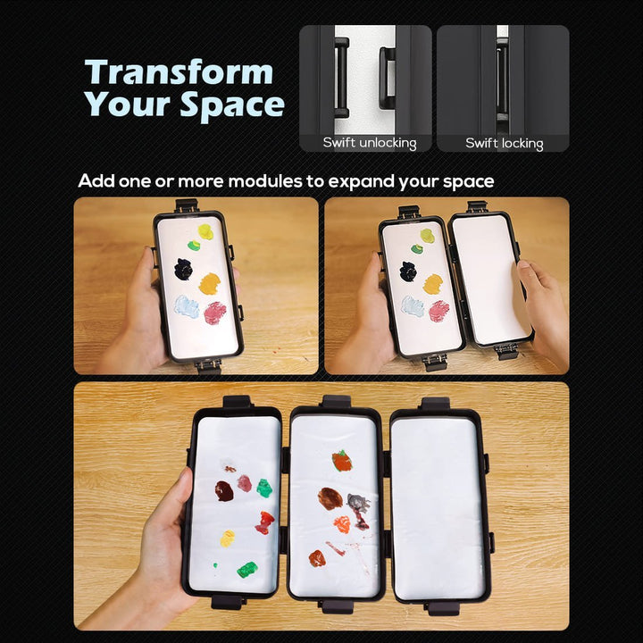 KRYDRUFI All - in - One Modular Art Box Basic Set — with 2PCS Wet Palette and 50CPS Miniature Mixing Papers and 2PCS Foam - KRYDRUFI - UK