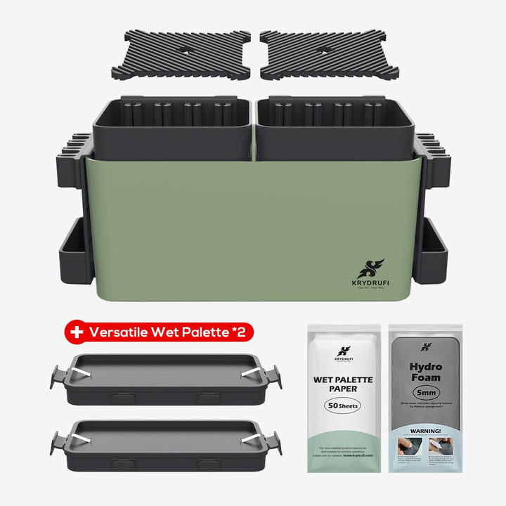 KRYDRUFI All - in - One Modular Art Box Basic Set — with 2PCS Wet Palette and 50CPS Miniature Mixing Papers and 2PCS Foam - KRYDRUFI - UK