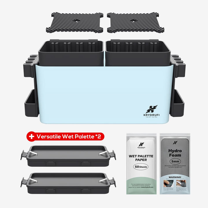 KRYDRUFI All - in - One Modular Art Box Basic Set — with 2PCS Wet Palette and 50CPS Miniature Mixing Papers and 2PCS Foam - KRYDRUFI - UK